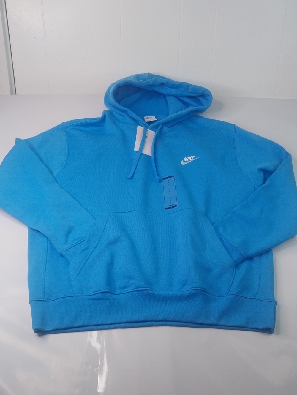 Nike Men's Bright Blue Pullover Hoodie with White Swoosh